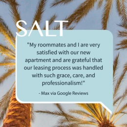 "Grace, care, and professionalism!" Just a few words that our all-star resident, Max, used to describe the leasing process at SALT. 💬  Interesting in seeing for yourself? Schedule your tour today.  #LiveAtSALT #TempeAZ Instagram post from @saltlivingtempe on February 24, 2025 00:00:00am