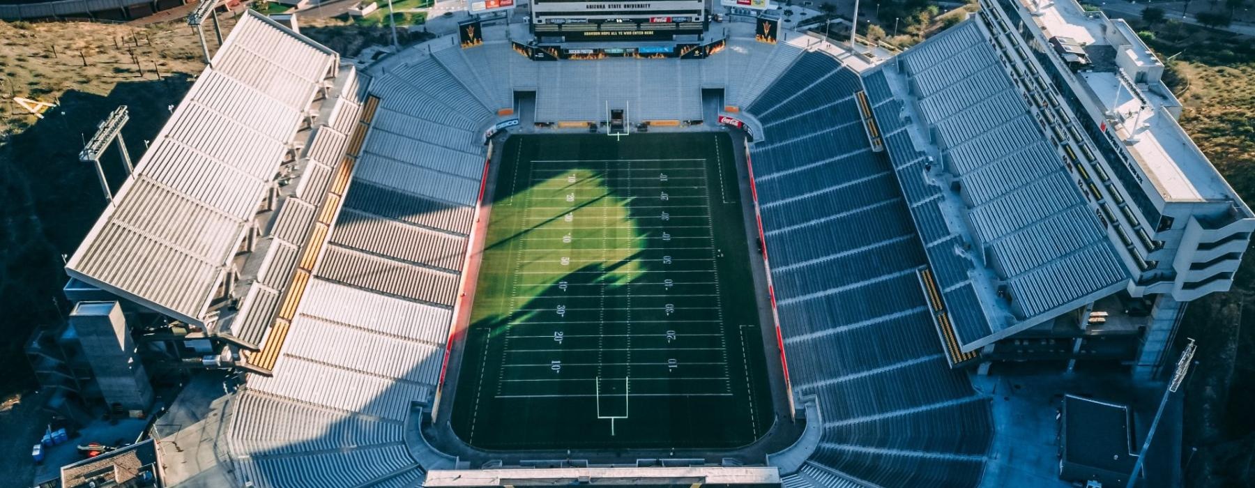 a large stadium with a field